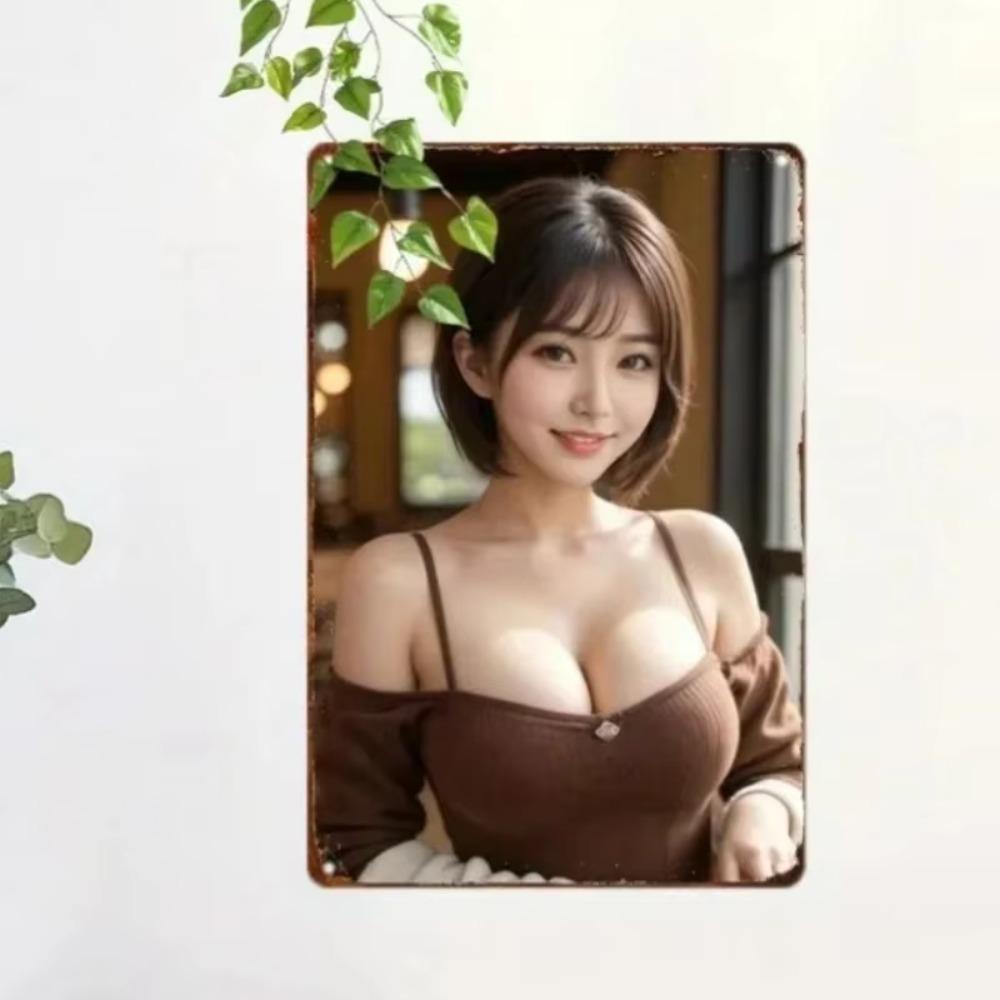 Vintage Girl Metal Tin Sign Retro Wall Decor 8x12 Inch Home Bar Cafe Art