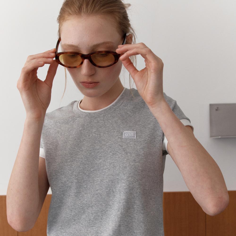 Elssibeui Lcve Label Ringer T-Shirts_Gray