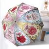 1pc Sturdy 8-Bone Auto Umbrella, Rich Red Rose Mellow Bloom Visions Umbrella, Digital Printed, Foldable Umbrella for On-the-Go Outdoor Use
