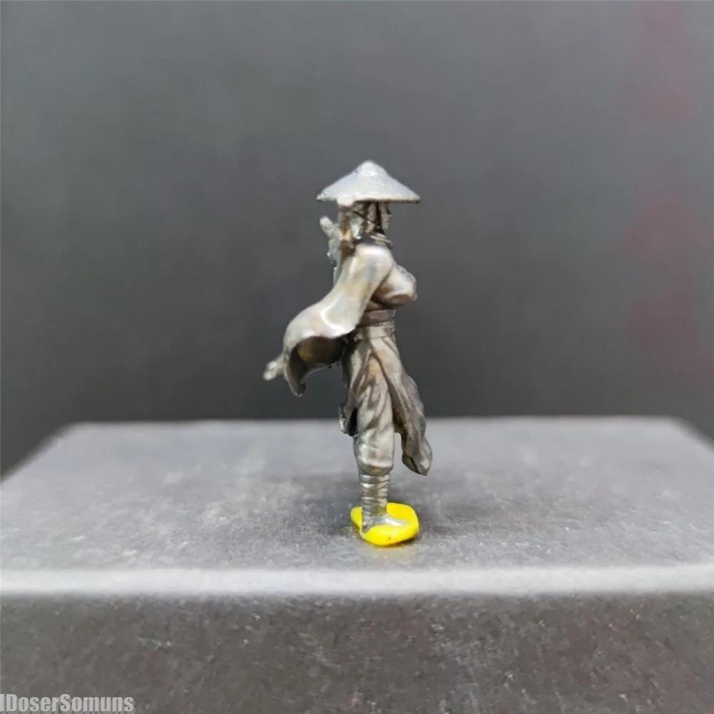 1:64 Copper Chinese Kung Fu Swordsman Figure Desk Decoration Fairy Garden Miniatures for Plant Decoration Sand Table Layout Gift