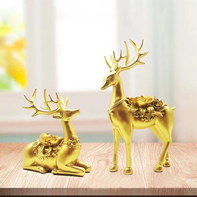 2 Hirschstatuen, Elchfiguren, Sammler-Tischdekorationen, Tierskulpturen für Bücherregal,