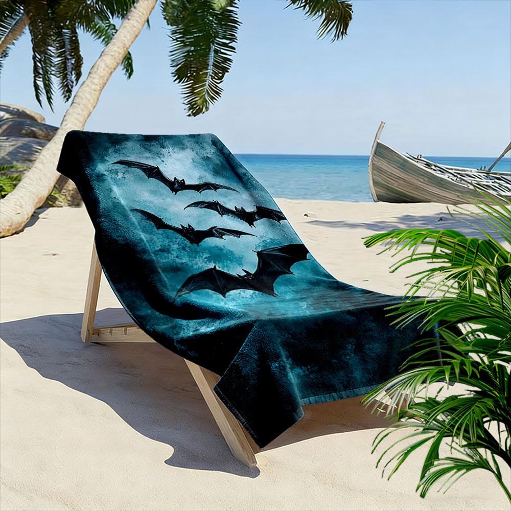 Mystical soaring midnight bats Print beach towel, quick drying, suitable for travel, outdoor sports, jogging, the beach and swimming, gift