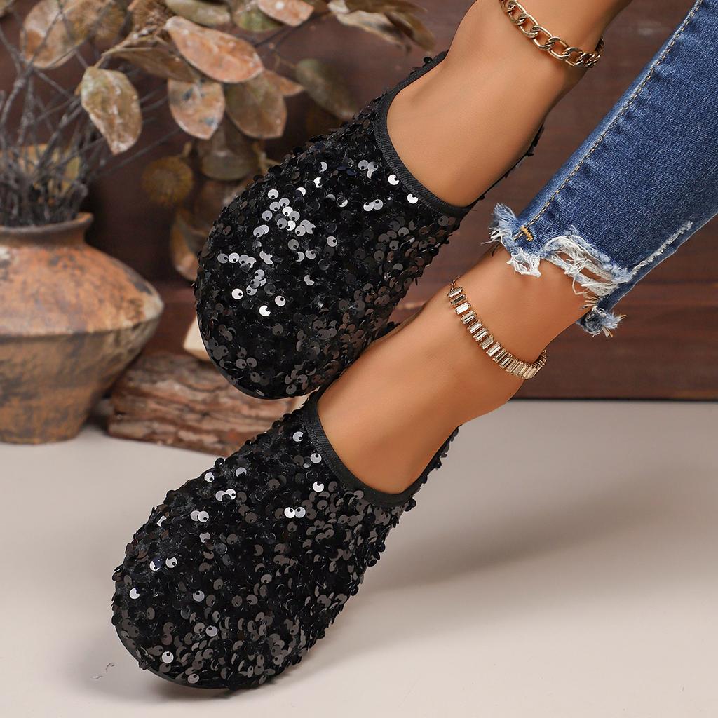 Fashion Women Slippers Plus Size Closed Toe Slippers Ladies Outdoor Casual Shoes Women Round Toe Bling Flat Sandals Home Slides Women