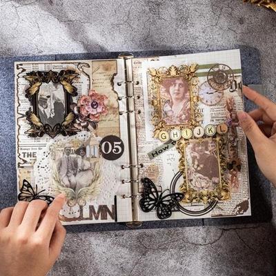 10 Sheets Vintage Gorgeous Gilt Photo Frame Journal Decorative Paper PET Stickers, Journaling Supplies