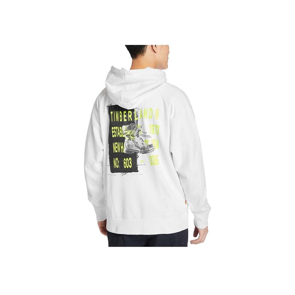 Timberland Men's Graphic Print Pullover Hoodie White A2DXU-BH7