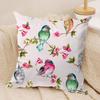 Lovely Bird Retro Cushion Cover Silky Short Plush Invisible Zipper Dustproof Sofa Pillow Case For Home Decor