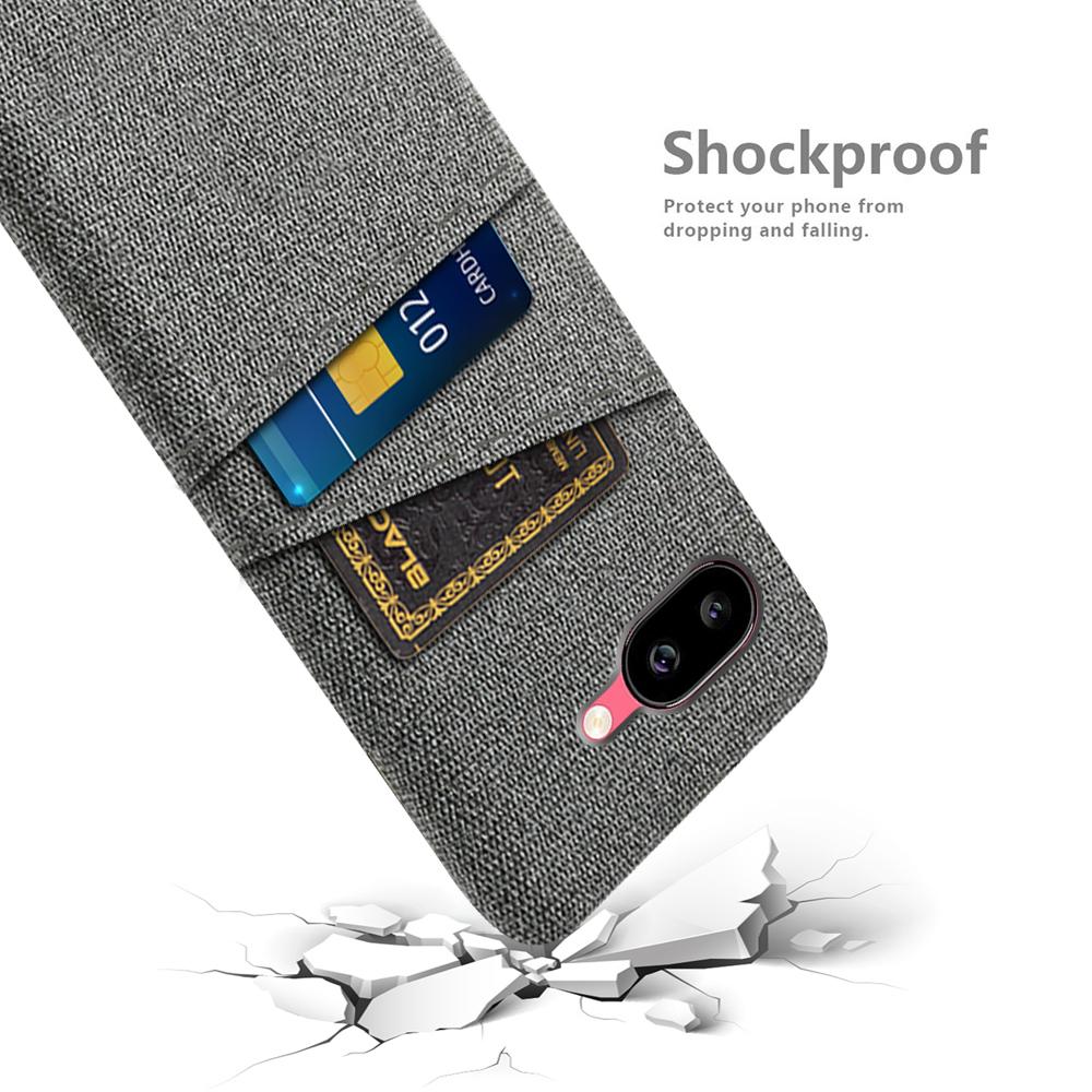 For Google Pixel 9a Case Cloth+Hard PC Phone Cover with Dual Card Slots