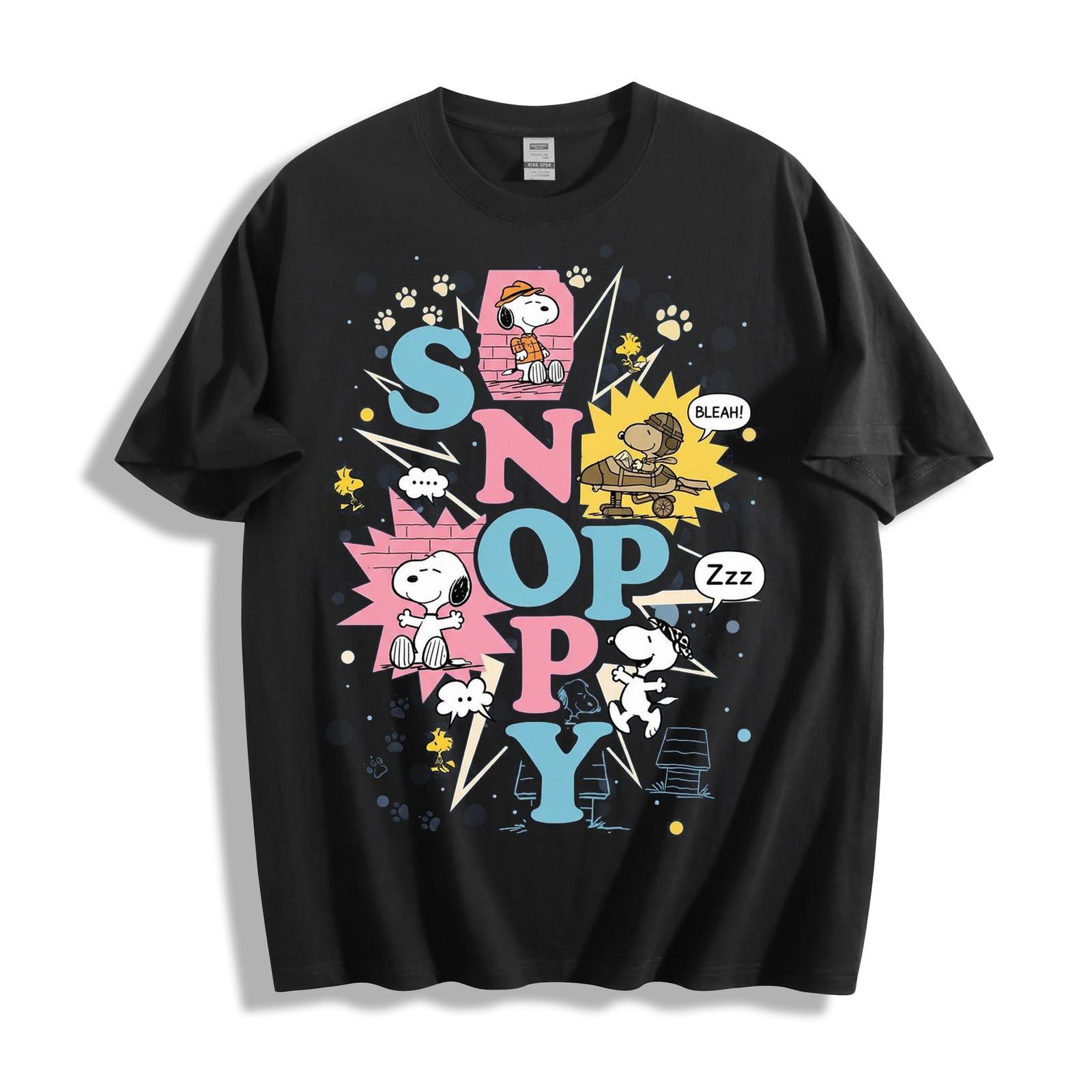 Snoopy Letter Explosion Tee - Peanuts Snoopy Name Design Comic Bubbles T-Shirt S