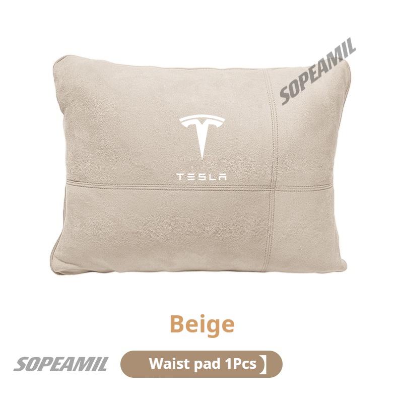 Oreiller de soutien cervical pour appui-tête en daim pour voiture, coussin de siège lombaire pour Tesla Model 3 Model Y Model S Model X Roadsrer Cybertruck