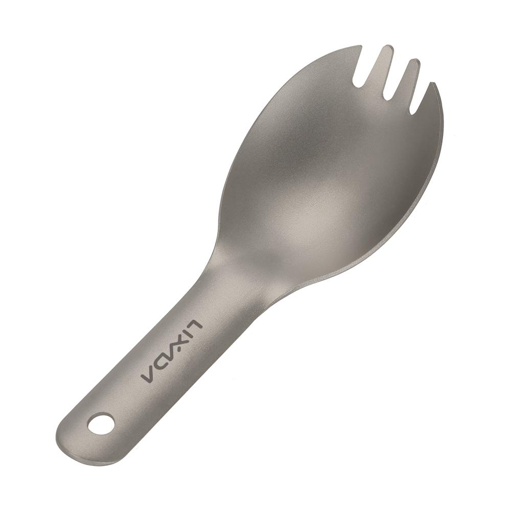 Lixada Kısa Saplı Titanyum Spork Ultralight Çocuk Bebek Spork Açık Kamp Piknik Sofra Takımı