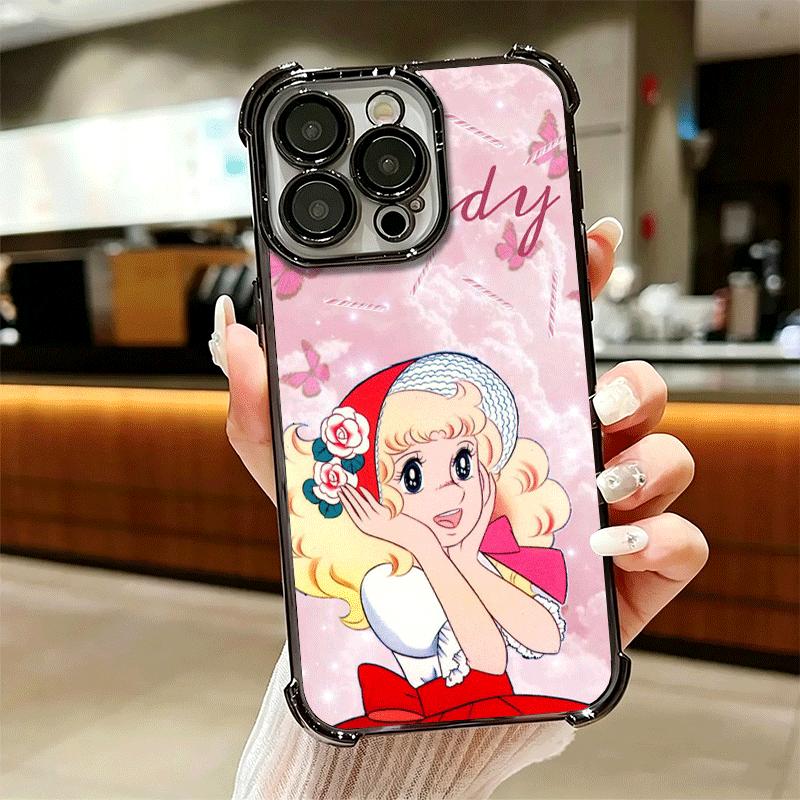 Anime Candy Candy Plating Phone Case For Iphone 16 17 Pro Max Air 16E 14 15 Plus 12 13 Mini Anti-Fall Airabag Cover
