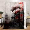 A red dragon surrounded by traditional architecture and vibrant trees. for all seasons blanket lunch break throw gift