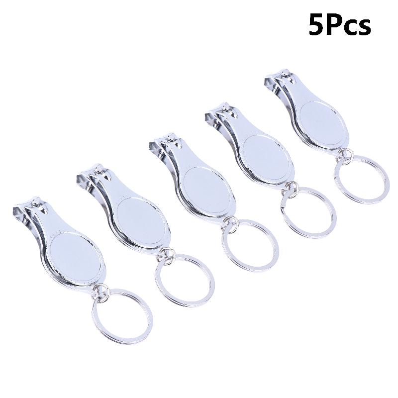 5Pcs Multifunctional Nail Clippers Set With Bottle Opener Keyring Metal Cutter Kit For Outdoor Manicure Travel Use