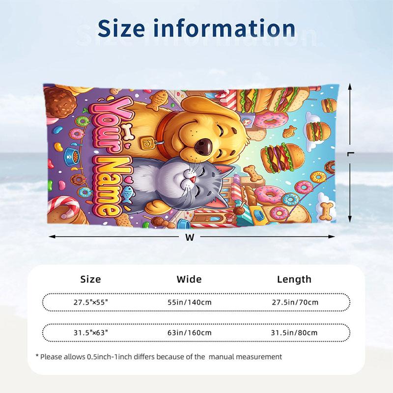 Fantasy Magic Theme Beach Towel Personalized Custom Name & Text Soft Quick Dry Beach Towel for Swimming Travel