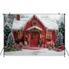 Mocsicka Red Christmas House Background Photography Winter Snow Tree New Year Party Decoration Adult Child Photo Backdrop Banner