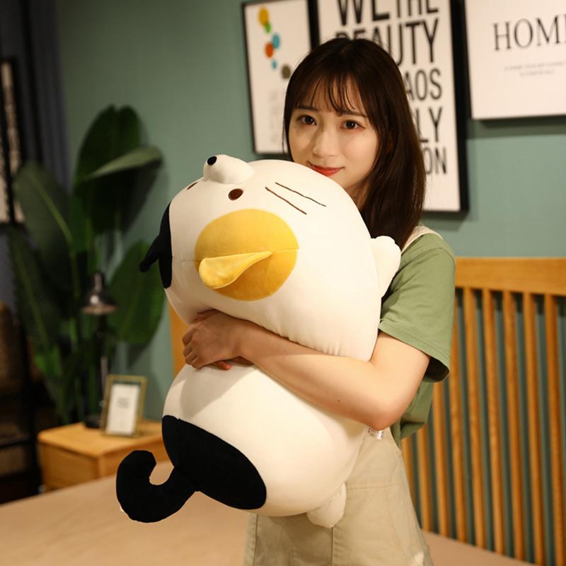 305060Cm Fatty Cat Stuffed Doll Lying 3-Color Pink Grey Brown Kitten Cartoon Animal Plush Toy Soft Comforting Present