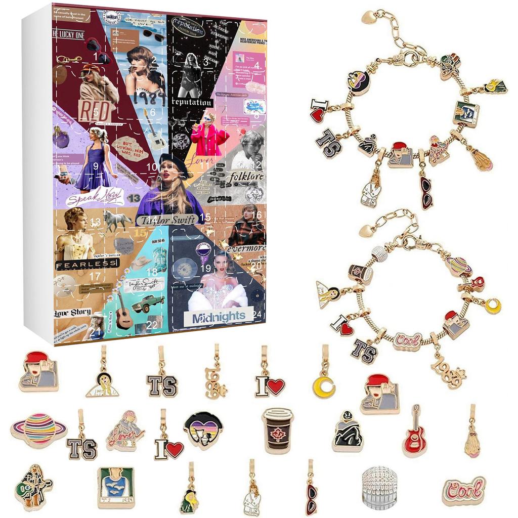 Advent Calendar Gifts, DIY Bracelet Making Kit For For Kids Adult, 24-Days Christmas Countdown Calendar Jewelry Gifts