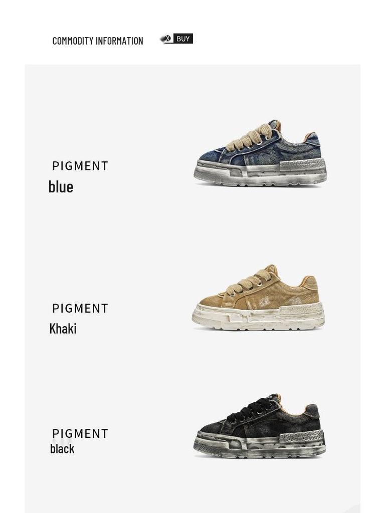 Herren Distressed Denim Canvas German Trainer Dad Shoes - Trendiger Casual Sportstil