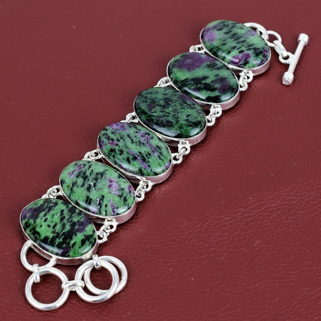 Ruby Zoisite Bracelet 925 Sterling Silver Bracelet Adjustable Chain Bracelet Ruby Zoisite Jewelry Handmade Gemstone Bracelet Gifts for Women