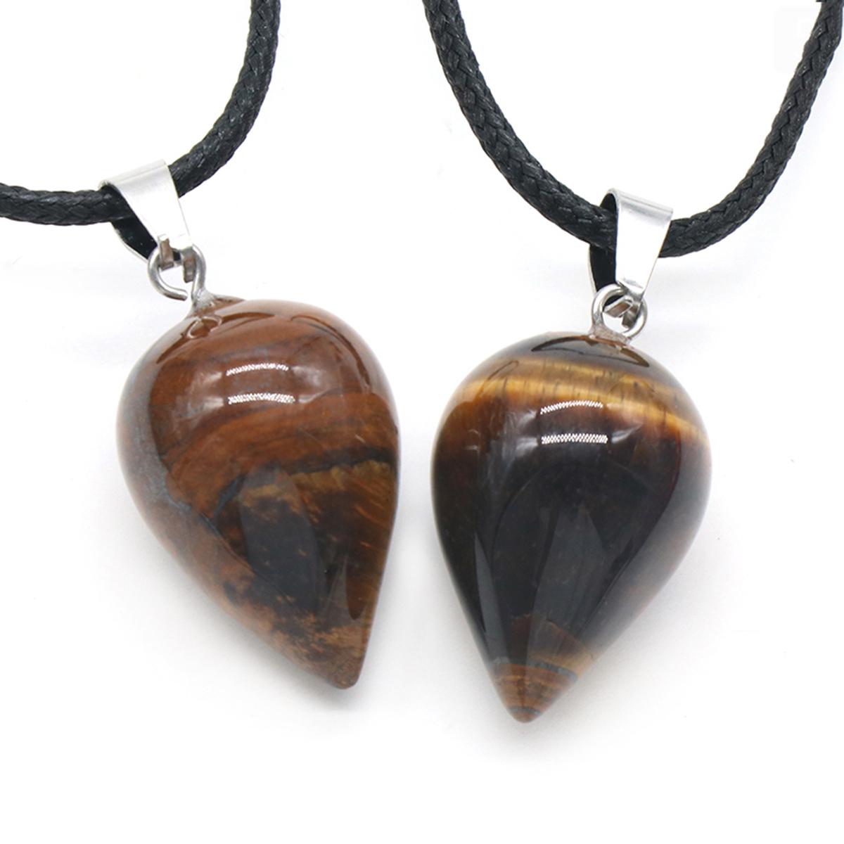 

Ожерелье из натурального камня в форме капли, кулон, кристалл, розовый кварц, аметист, содалит, опал, подвеска, веревочная цепочка, ожерелья для женщин и мужчин, ювелирные изделия, колье 22x16 мм 1Pcs/22x16mm-Tiger Eye