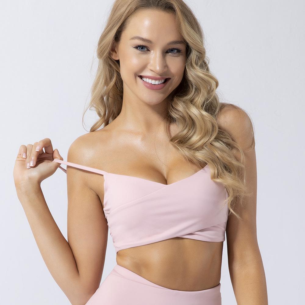 

Трансграничный бестселлер спортивный бюстгальтер: Тонкие бретели, красивый дизайн спины, ударопрочный, быстросохнущий жилет для йоги. Medium розовый