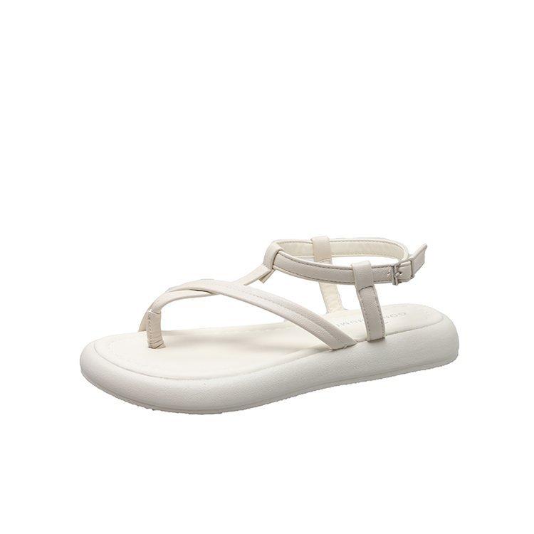 Fairy Style Flat-bottomed Fashion Set-toed Roman Sandals Women's 2025 Spring and Summer New Cross-pinched Soft-soled Beach Shoes