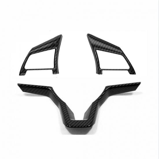 Carbon Fiber Steering Wheel Decor Frame Trim 3PCS For NISSAN KICKS 2017-