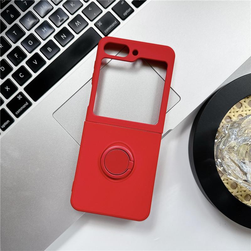 Applicable To Samsung Zflip7 Liquid Silicone Zflip6 Ring Mobile Phone Case Zflip4 Folding Screen Protective Case Foreign Trade