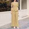 Women Short Sleeve Blouse and Pants Casual Two Piece Suit Sets