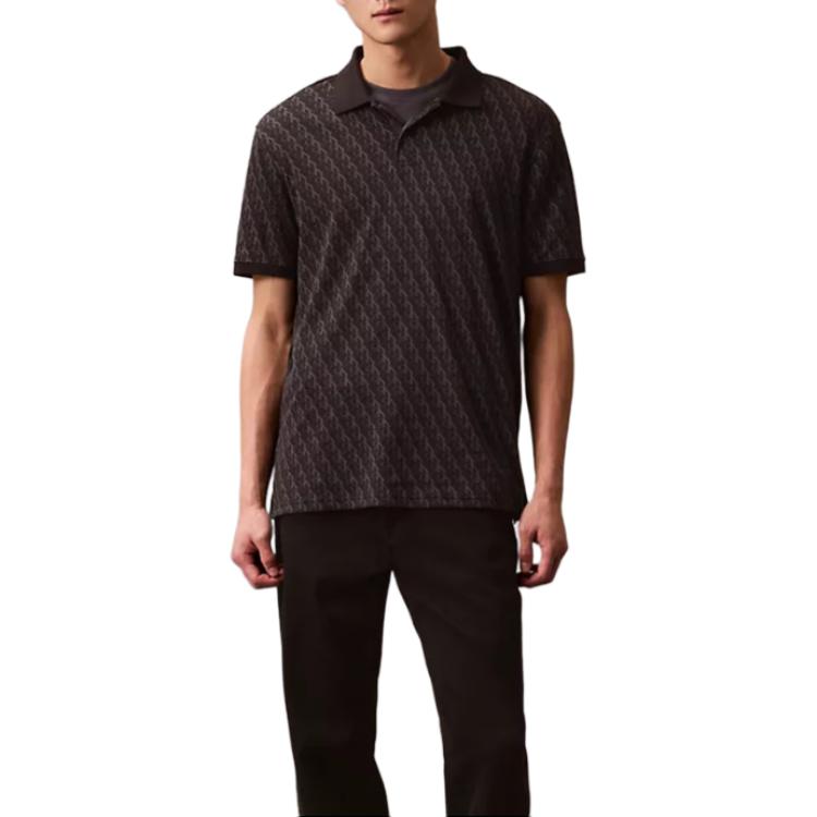 

Calvin Klein Letter Logo Printed Short Sleeve Polo Shirt Men tops Black 40BC237-001 M
