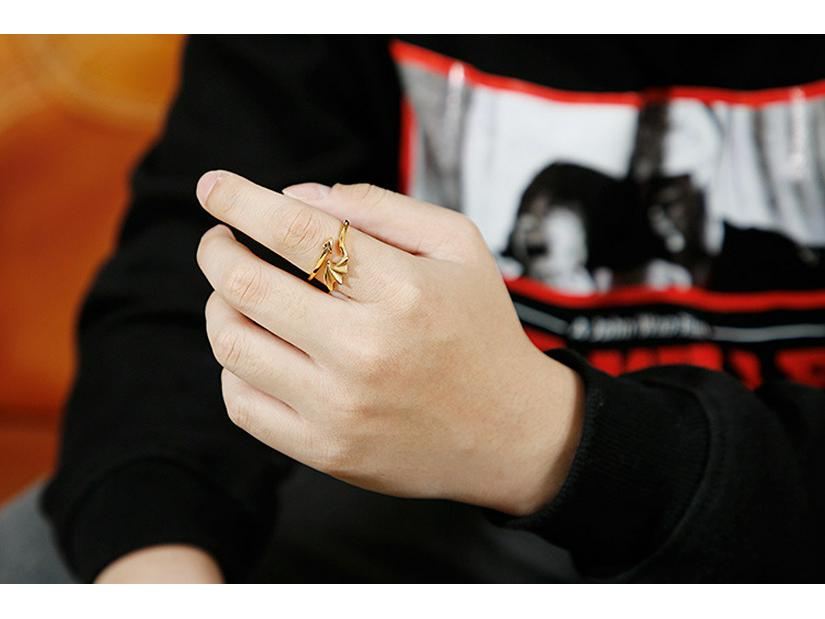 Arrow Wings Stainless Steel Devil's Feather Couple Ring