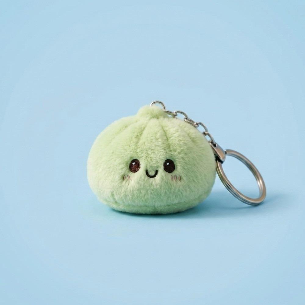 Plush Steamed Buns Squishy Keychain Soft Fluffy Steamed Buns Keyring  Hanging Pendant зелёный
