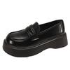 British style platform loafers women's 2025 new spring retro versatile black single shoes Japanese one-pedal small leather shoes