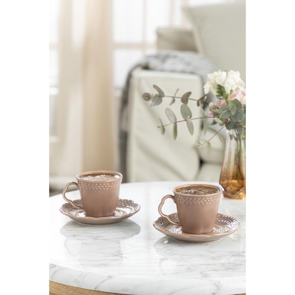 Set 2 Cești Cafea Porțelan Viena 80 Ml Trandafir Uscat