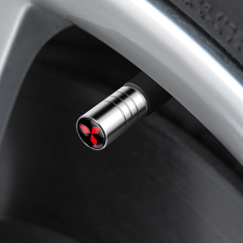 4Pcs Car Logo Wheel Tire Stem Air Valve Caps Covers Accessories For Mitsubishi 9 Ralliart X ASX L200 Colt Outlander Pajero Cross