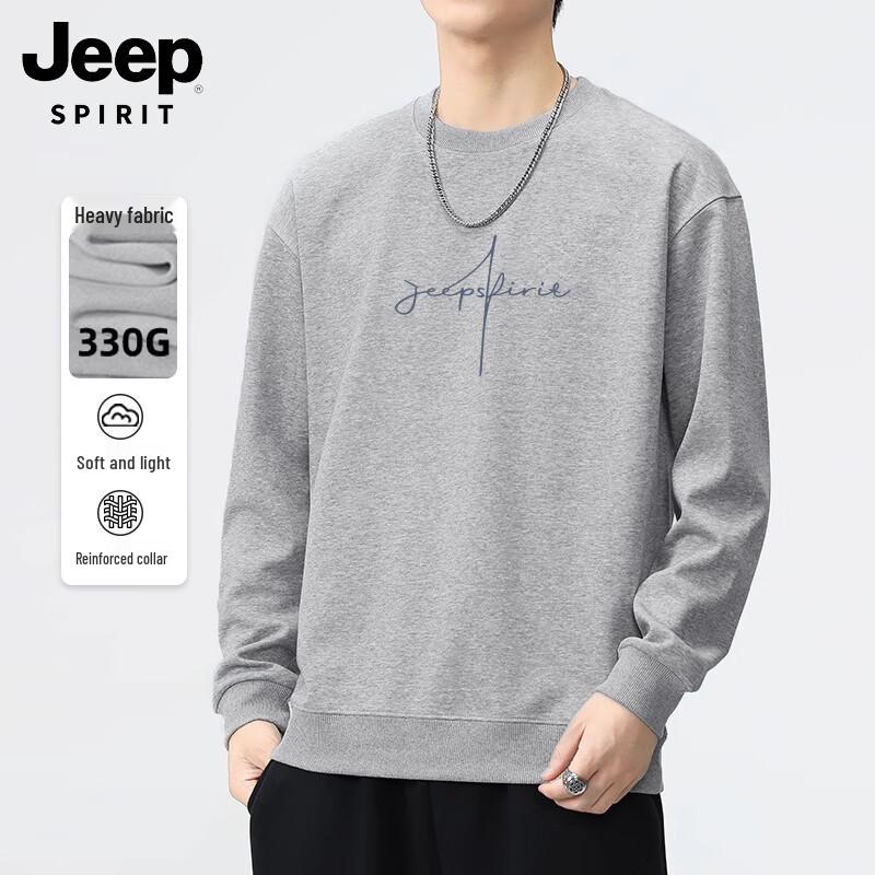 JEEP SPIRIT Men's Letter Print Crewneck Sweatshirt