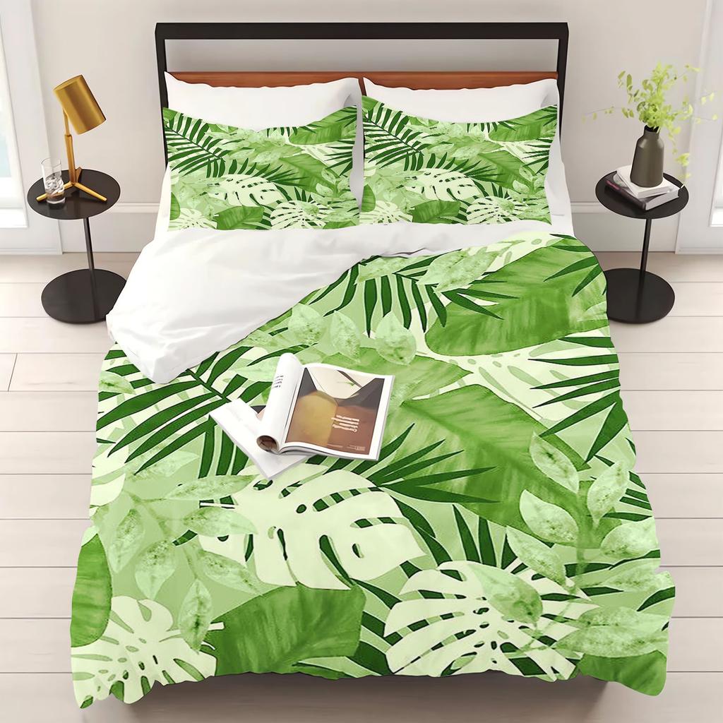 Cartoon Palm Leaf Duvet Cover Bedding Set Cute for Kids Teens Girls Bedroom Decoration Duvet Cover Easter Gift Friends