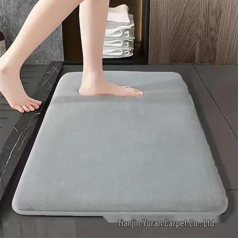 Solid Color Coral Fleece Non-slip Bath Mat – Strong Water Absorption, Dirt-resistant, Easy to Clean