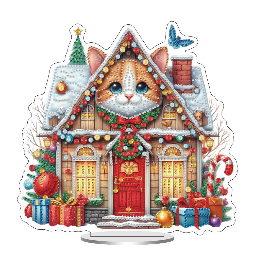 Acrylic Christmas Table Top Diamond Painting Ornament Kits Animal 5D DIY Diamond Art Tabletop Decorations Bedroom Table Decor
