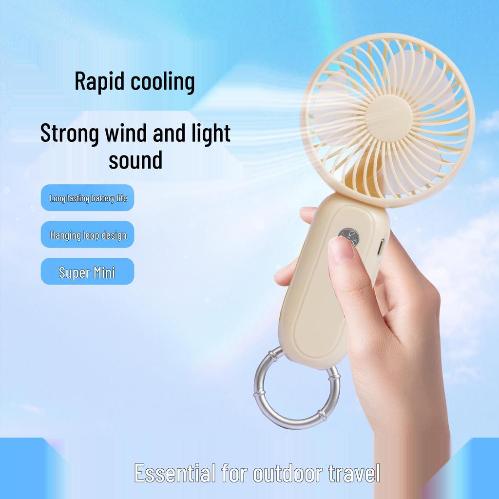 Portable USB Mini Handheld Fan with Lanyard - Silent for Indoor/Outdoor Use