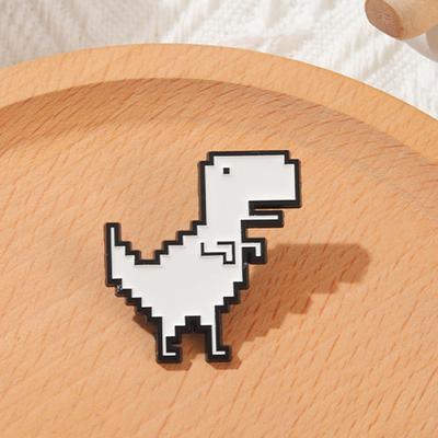 Yousheng Dinosaur Brooch Retro Pixel Geometric White Dinosaur Alloy Pins Elegant Costume Accessories Lovely Cartoon Animal Badge Enamel Brooch