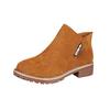 Korean Style Women's Martin Ankle Boots with Side Zipper - Low Heel, Low Shaft, Sizes 41-42