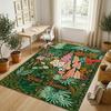 Floral Garden Theme Crystal Velvet Rug Personalized Custom Name Text Soft Floor Mat Home Decor