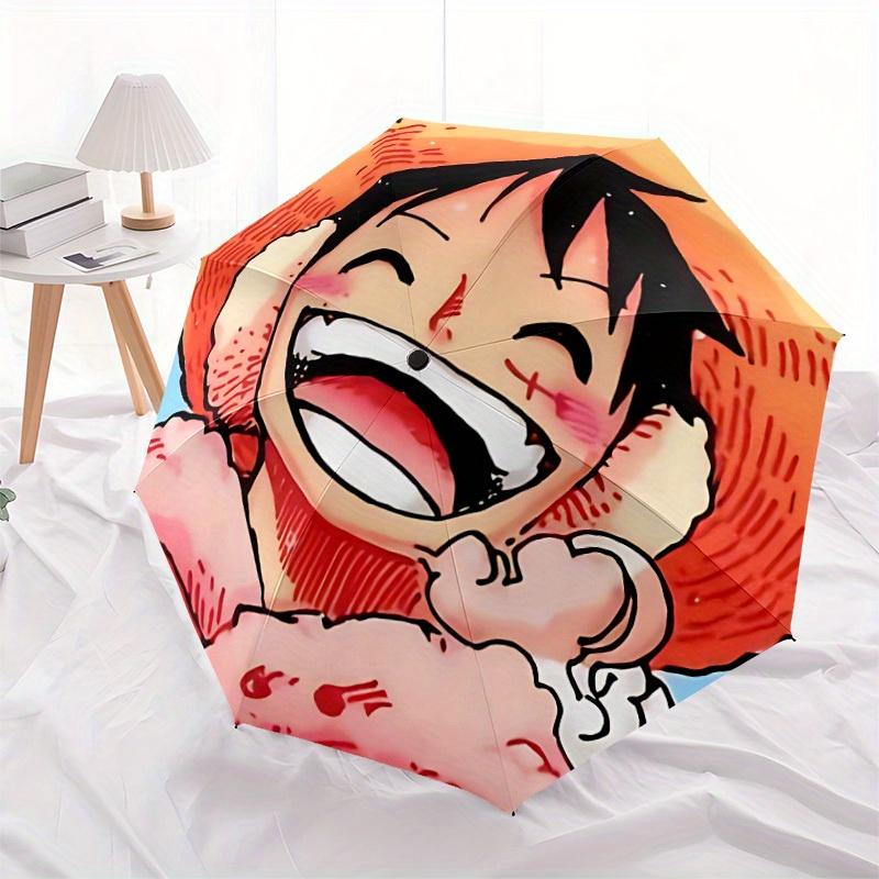 Luffy, Laughing Automatic Folding Umbrella with Sturdy Iron Frame, Portable Compact Travel Umbrella All-Season Use Parties010