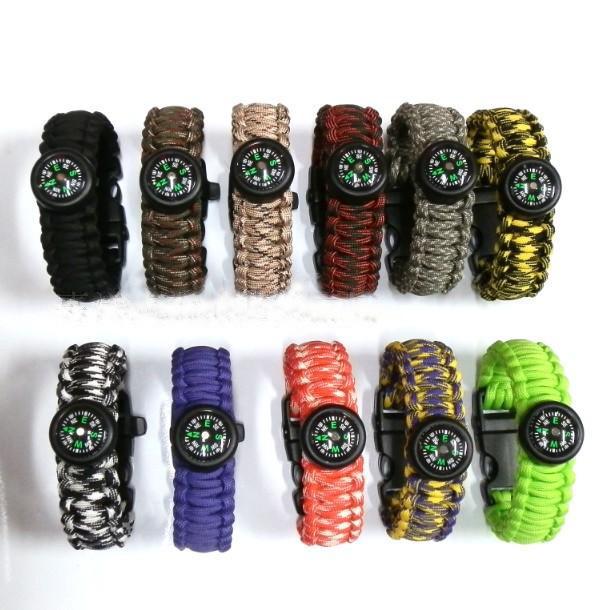 Seven-Core Paracord Survival Bracelet with Whistle & Compass