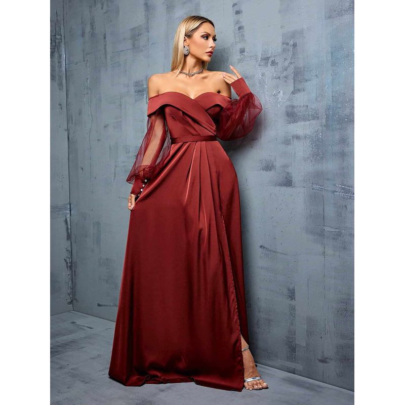 Европейское и американское трансграничное 2026 Новый стиль Элегантное и высококлассное вечернее платье Сценическое платье Женское длинное платье Brown S
