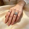 Finger Ring Hand-Engraved Cat Decor Women Men Ring with Rhinestone Inlay Smooth Modern Finish Animal Ring Jewelry Gift