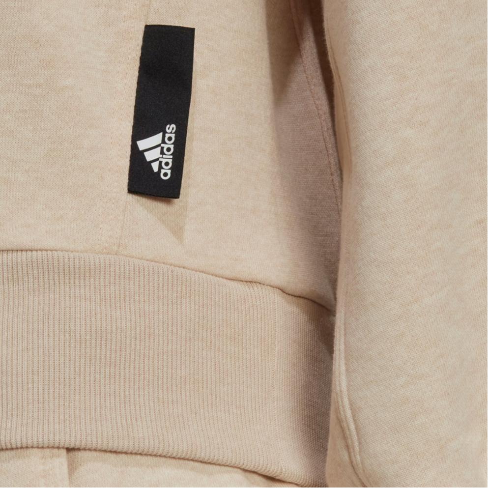 Adidas Plain Round Neck Pullover Sweatshirt Women Tops Beige HE3098