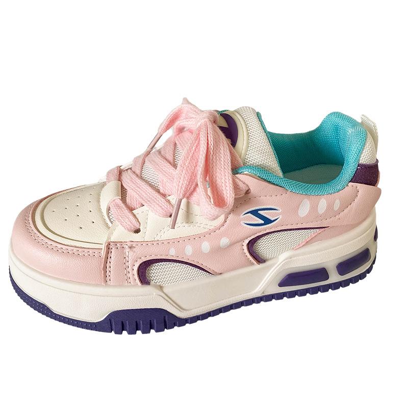 

B1207 latex insole/thick baseplate shoes women s 2024 new bread shoes mesh breathable summer explosion white shoes 40 рожевий