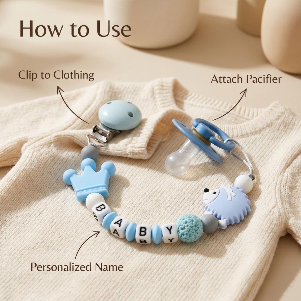 Custom Baby Name Pacifier Clip BPA Free Food Grade Silicone Teether Blue Crown Hedgehog Dummy Chain Soother Leash Toddler Gift